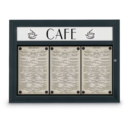 United Visual Products Sliding Door Indoor Enclosed Corkboard, 7 UV9003ACSH-GOLD-COBACC
